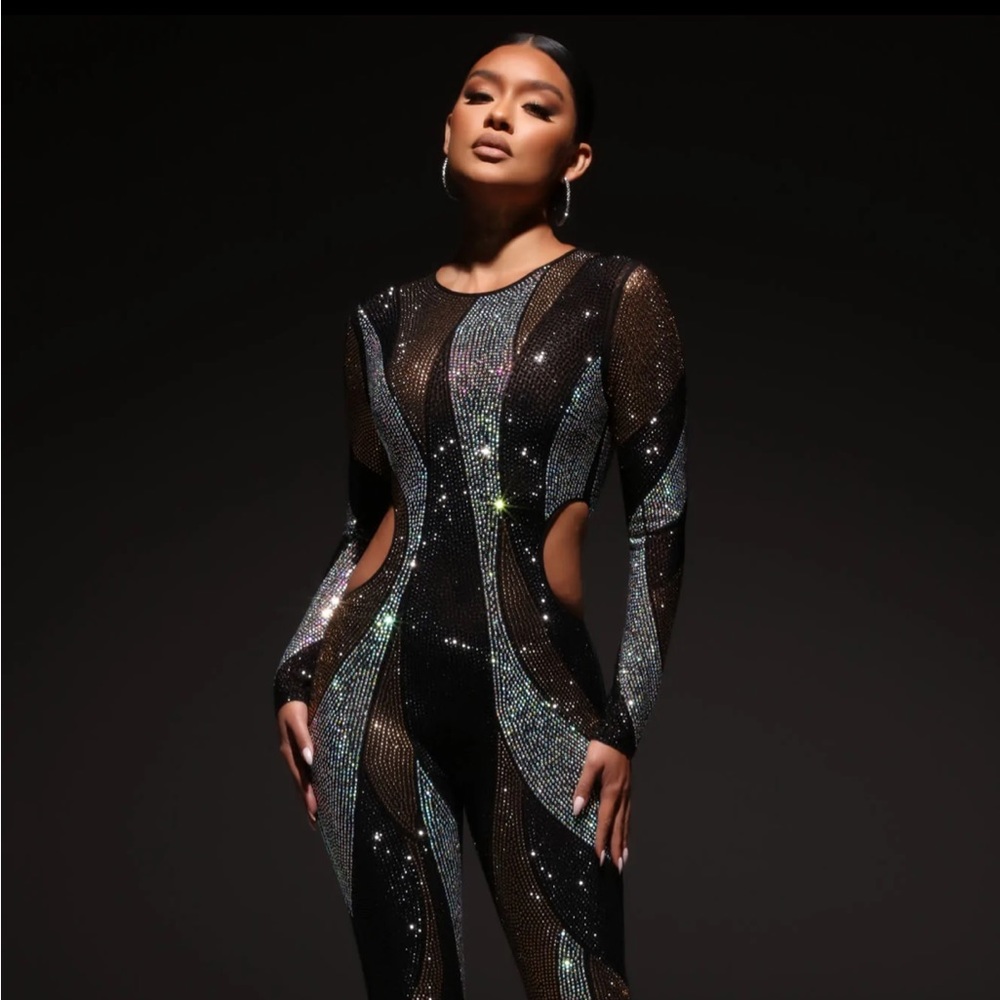 Embellished cut-out jumpsuit